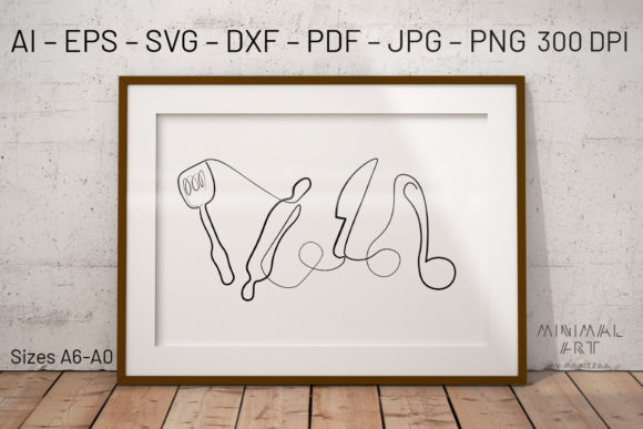 3Design Wall Art One Line Kitchen SVG Graphics