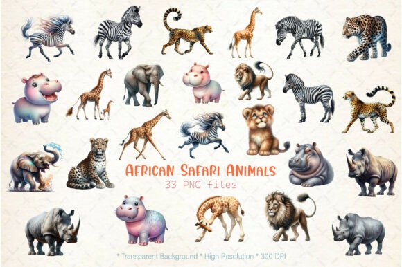 African Safari Animals Clip Art Bundle