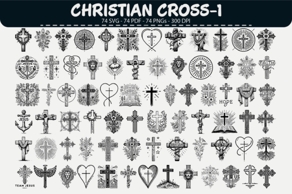 Christian Cross Vector – 74 Designs: Graphics & Illustrations