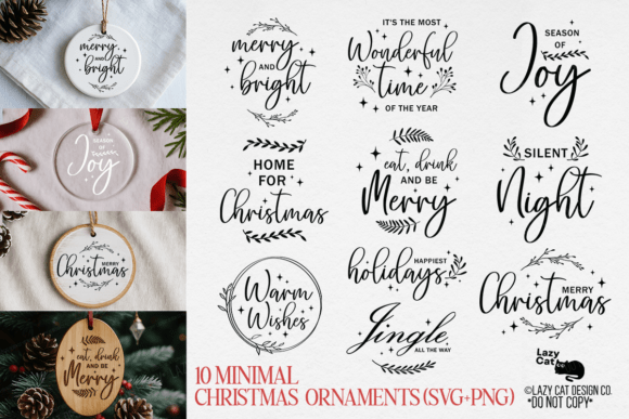 Christmas Ornaments Minimal SVG PNG Set: Graphics & Illustrations
