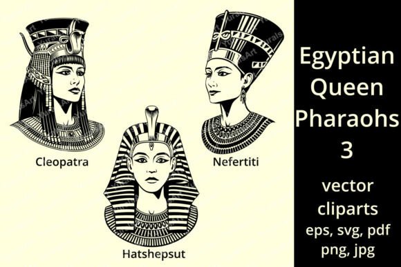 Cleopatra Nefertiti Hatshepsut Portraits: Graphics & Illustrations