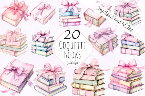 Coquette Books Sublimation Clipart SVG: Graphics & Illustrations