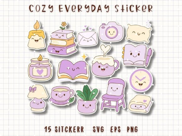 Cozy Everyday Sticker Home Life Clipart: Graphics & Illustrations