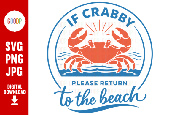 Crabby Return to the Beach SVG Graphics & Illustrations