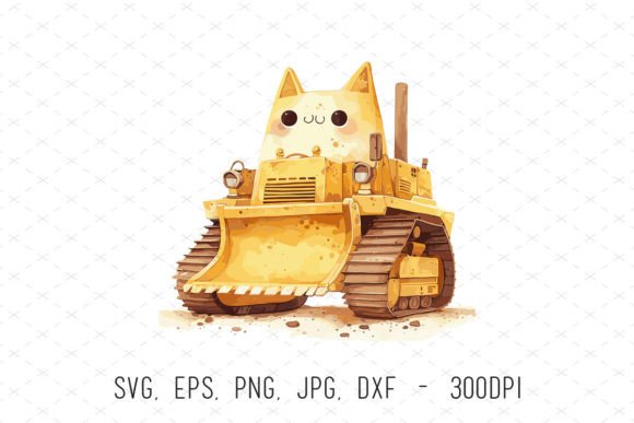 Cute Cat Construction Truck Baby Clipart: Graphics & Illustrations