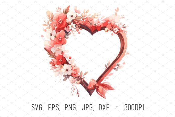 Cute Floral Heart Frame Love Clipart SVG