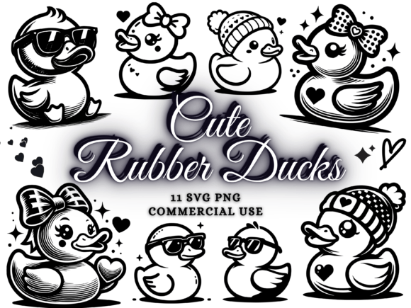 Cute Rubber Duck SVG PNG Bird Graphics & Illustrations