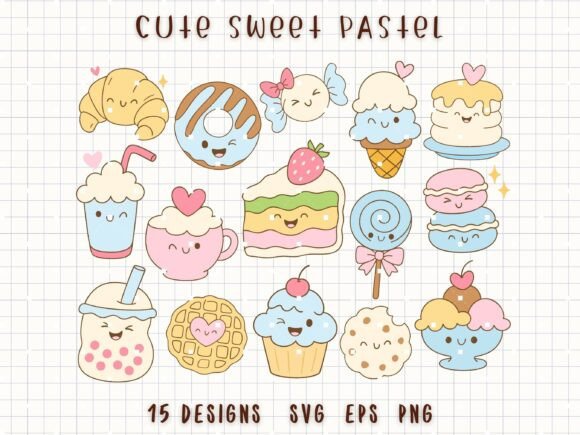 Cute Sweet Pastel Dessert Clipart: Graphics & Illustrations for Warm, Trust-Building Content