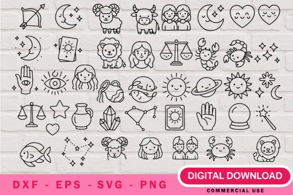 Cute Zodiac Outlines SVG: Friendly Illustrations for Local Branding
