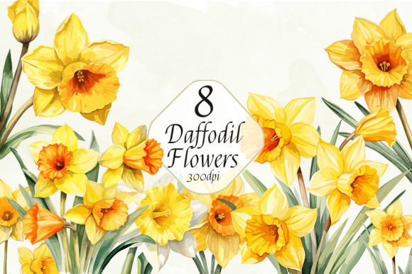 Daffodils Flowers Sublimation Bundle: Graphics & Illustrations