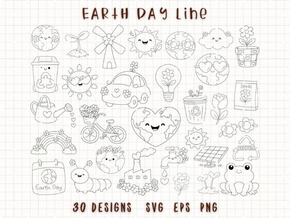 Earth Day SVG Bundle: Eco Doodle Graphics & Illustrations