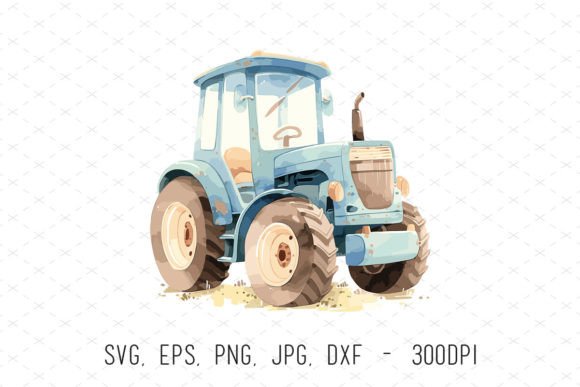 Farm Tractor Watercolor Baby Shower Graphics
