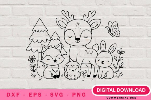 Forest Animals Outline SVG Bundle: Graphics & Illustrations