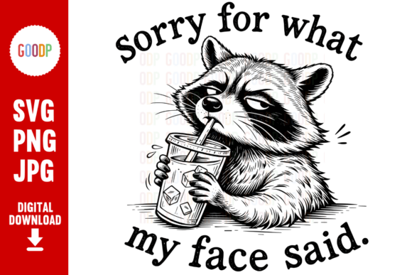 Funny Raccoon Sarcastic Face PNG: Graphics & Illustrations