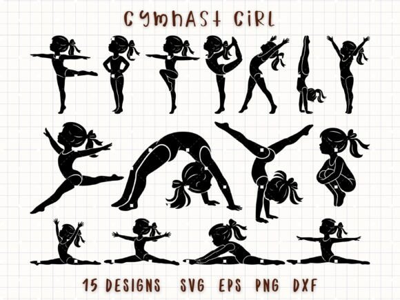Gymnast Girl SVG Kid Dance Clipart: Graphics & Illustrations
