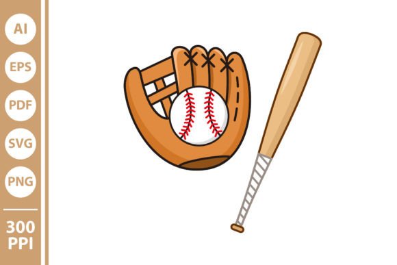 Leather Gloves & Baseball Bat Graphics