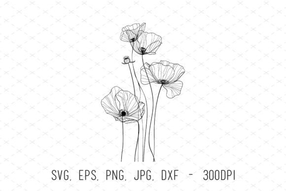 Line Drawing Flowers Vector Clipart SVG