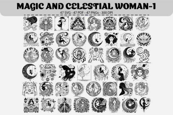 Magic and Celestial Woman – 47 Graphics & Illustrations