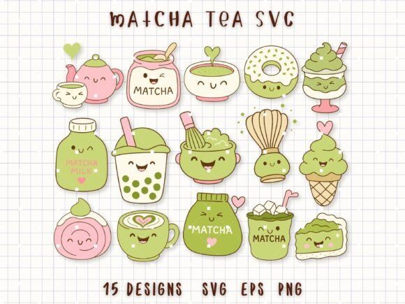 Matcha Tea SVG Green Tea Clipart: Graphics & Illustrations for Calm Branding