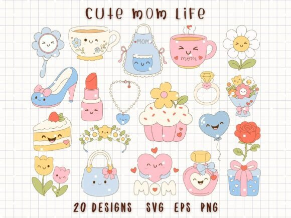Mom Life Clipart Cute Mama SVG: Graphics & Illustrations for Mom-Themed Products