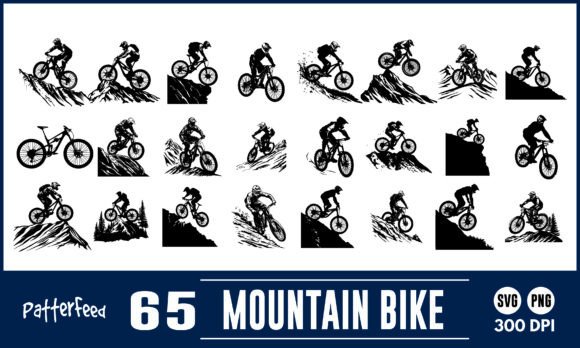 Mountain Bike SVG PNG Silhouette Bundle: Graphics & Illustrations