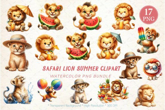 Safari Lion Summer Clipart Bundle: Graphics & Illustrations for Local Branding