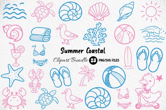 Summer Coastal Clipart: Graphics & Illustrations for Local Branding