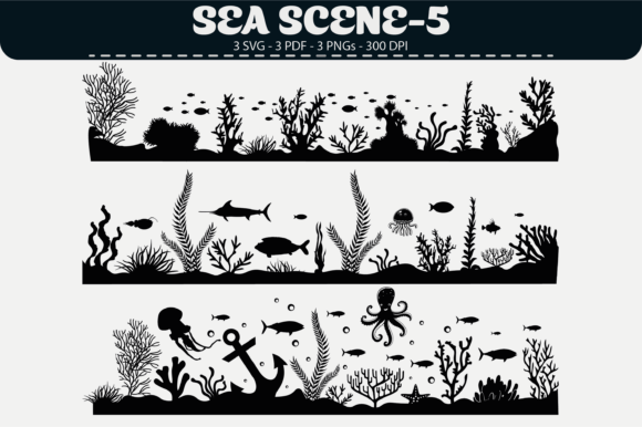Underwater Scene Borders – 3 Designs: Graphics & Illustrations