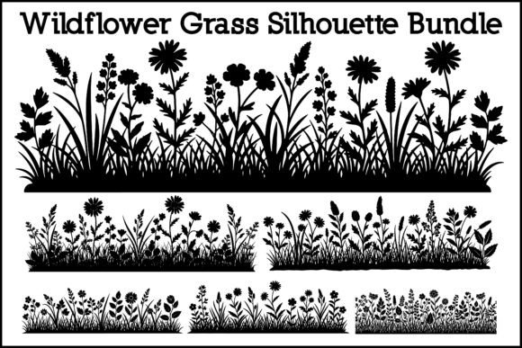 Wildflower Grass Silhouette Bundle